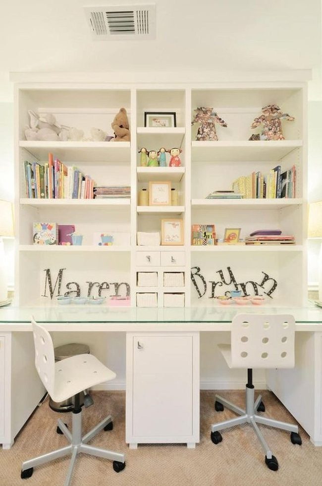 Personalized Study Space With Colorful Shelves