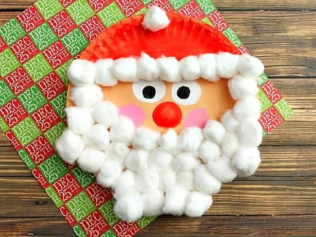 Red Santa Plate With Cotton Beard