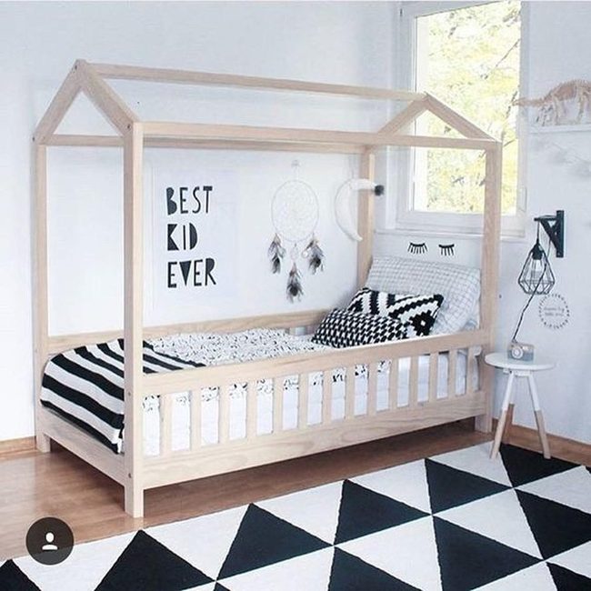 White Walls, House-Shaped Bed