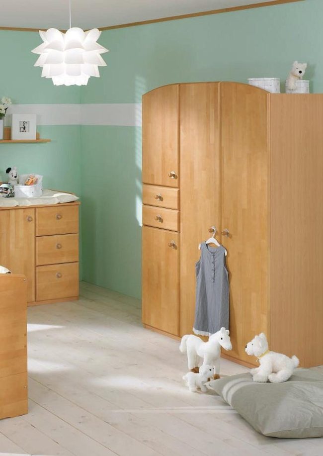 Pale Green Nursery With Wooden Simplicity