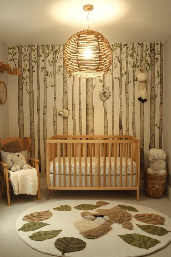 Muted Green Woodland Animal Nursery