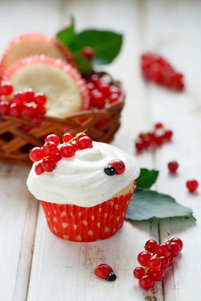 Red Polka-Dot Strawberry Cupcakes