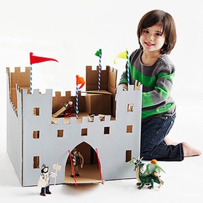 Cardboard Castle Playtime