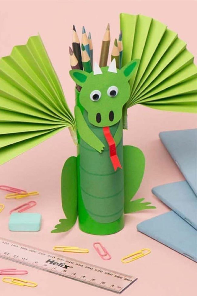 Green Googly-Eyed Cardboard Dragons