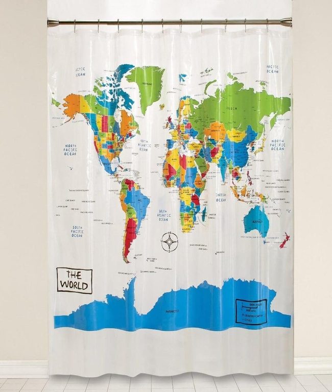 Colorful Geography Shower Curtain