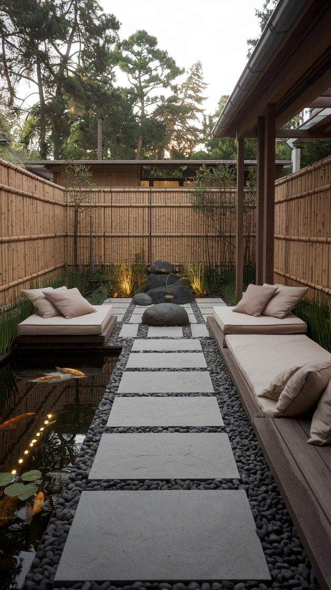 Koi Pond Stone Path Landscape