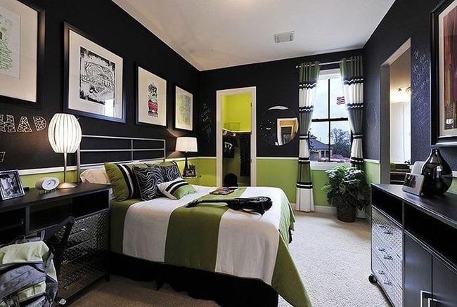 Yellow Accents On Chalkboard Walls