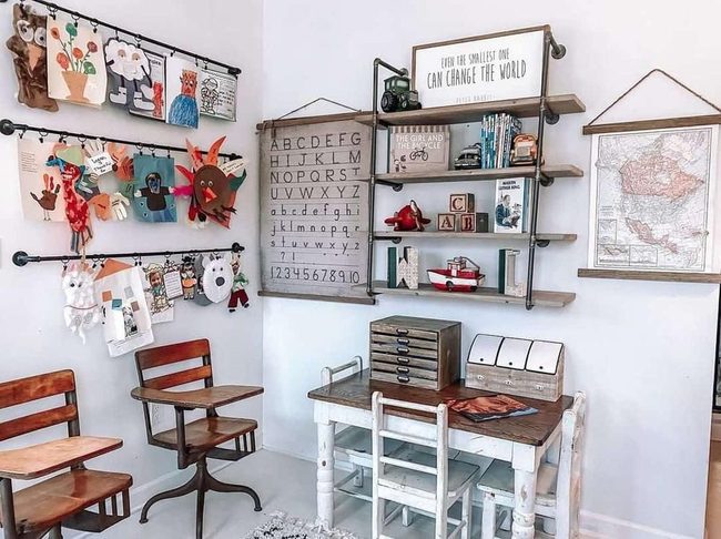 Stained Wood Study Corner