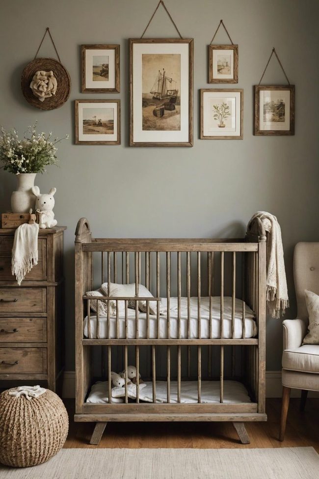 Worn Wood Vintage Cradle