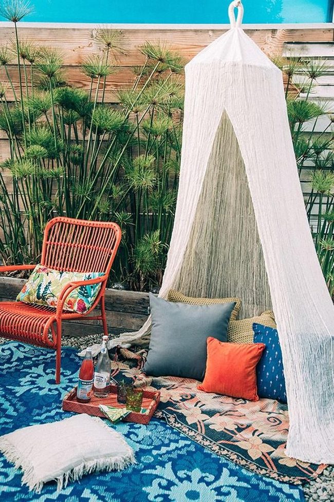 Orange Chairs White Canopy Lounge