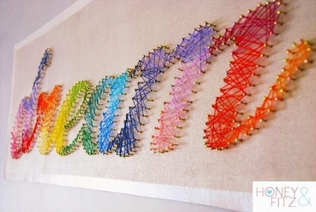 Rainbow String Art Wall