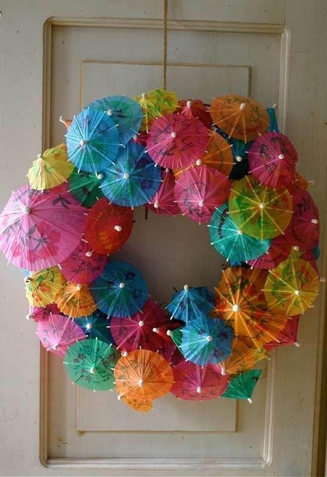 Colorful Paper Umbrella Wreath