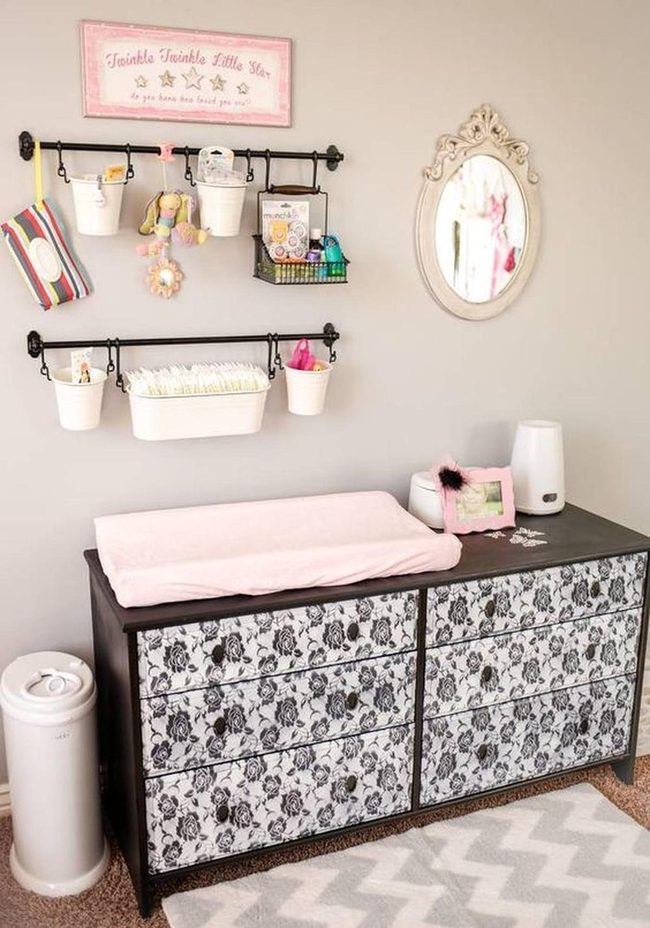 Black Floral Dressers Pink Accents