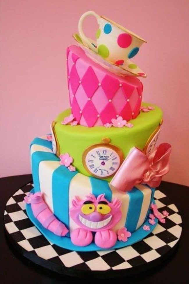 Blue Striped Whimsy Cake