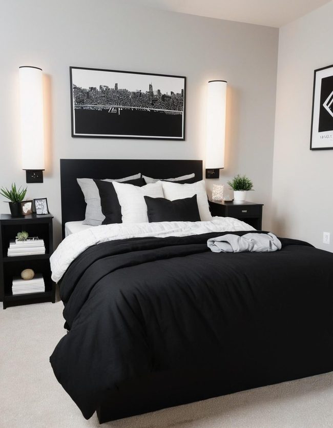 Black Dorm Minimalist Metallic