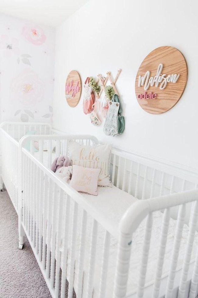 Twin Cribs, Pink-Green Storage