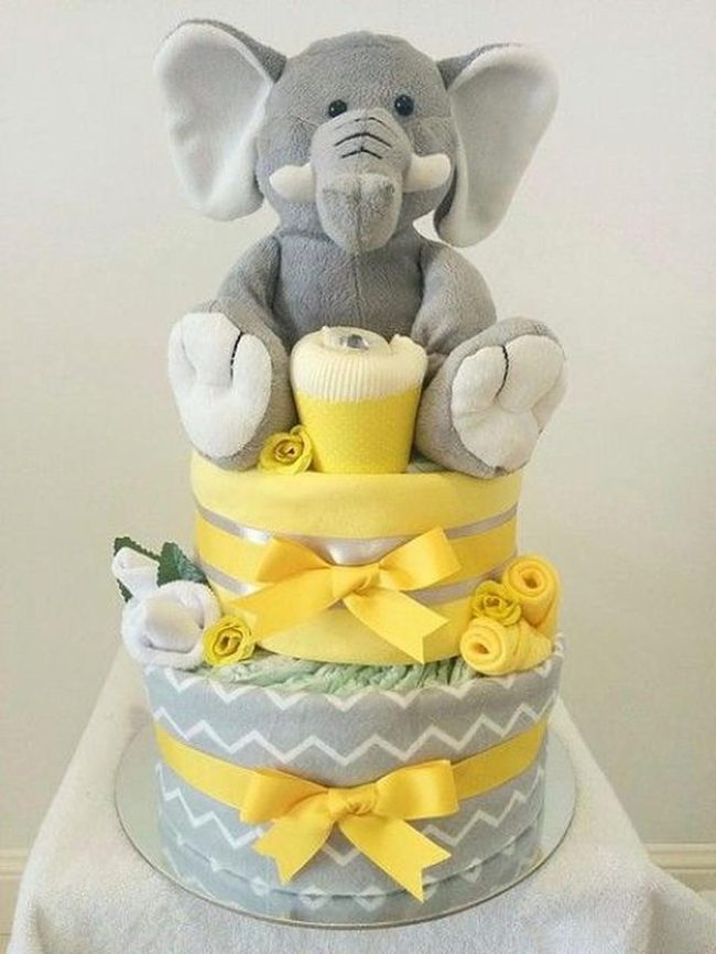 Gray Elephant Yellow Ribbon Centerpiece
