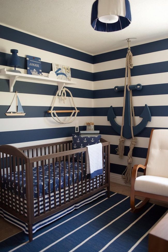 Deep Blue Striped Sailor'S Room