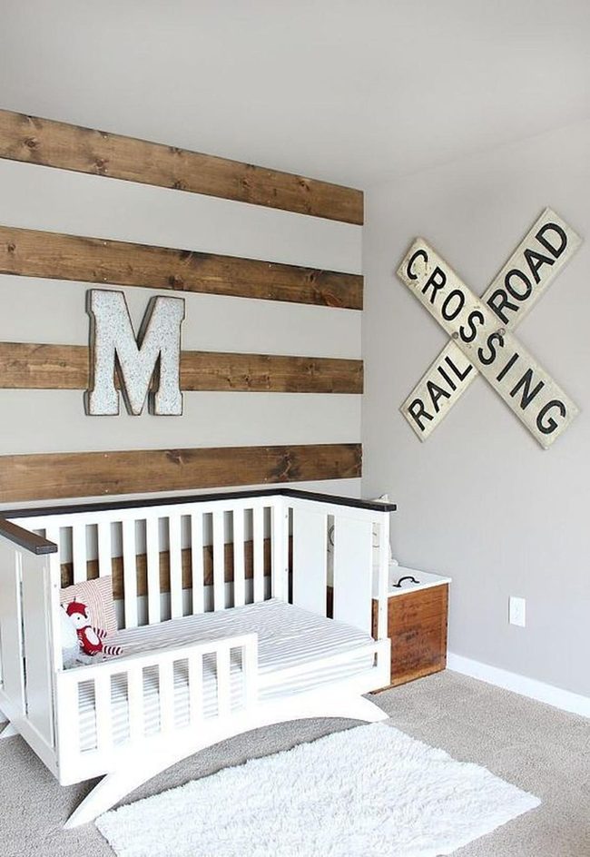 Wood Stripe Nursery Statement