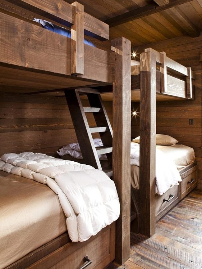 Brown Wood Bunk Beds