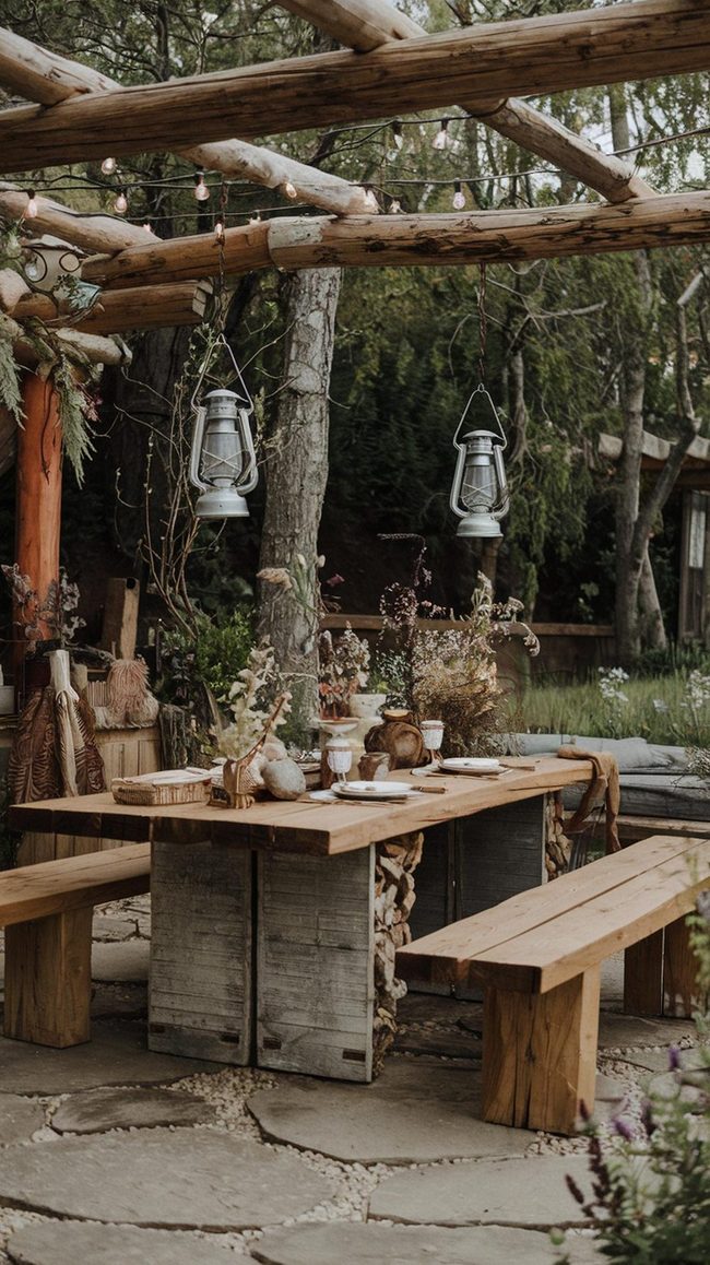 Reclaimed Nature-Inspired Wood Outdoor Dining