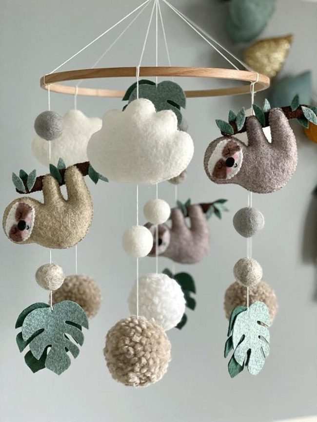 Felt Sloth Crib Mobile