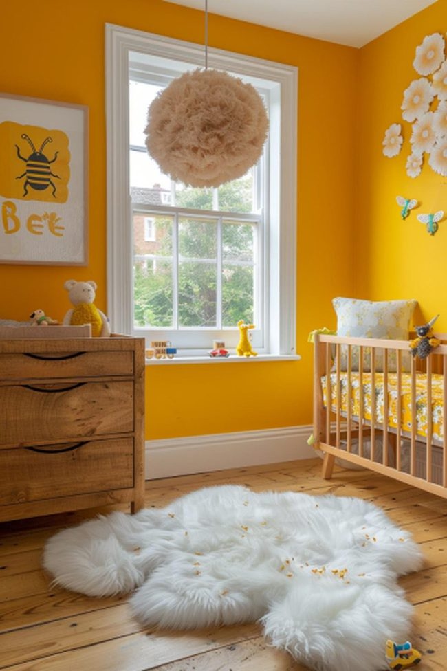 Orange Walls Fluffy Fixture Bee Nursery