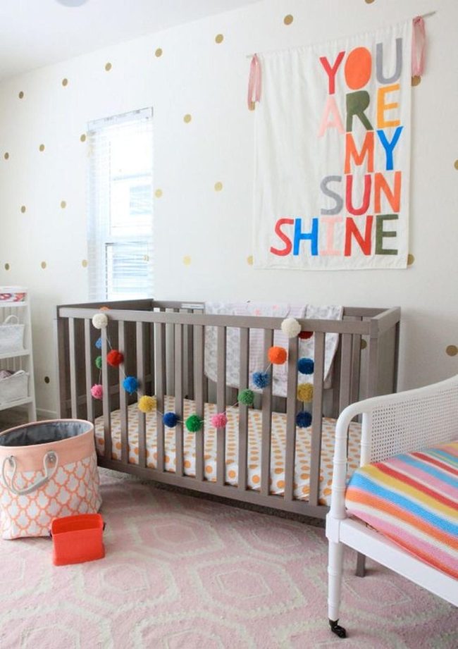 Sparkled White Walls, Rainbow Pom-Poms