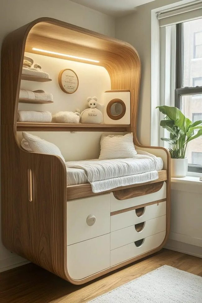 Compact Wood Nook Storage