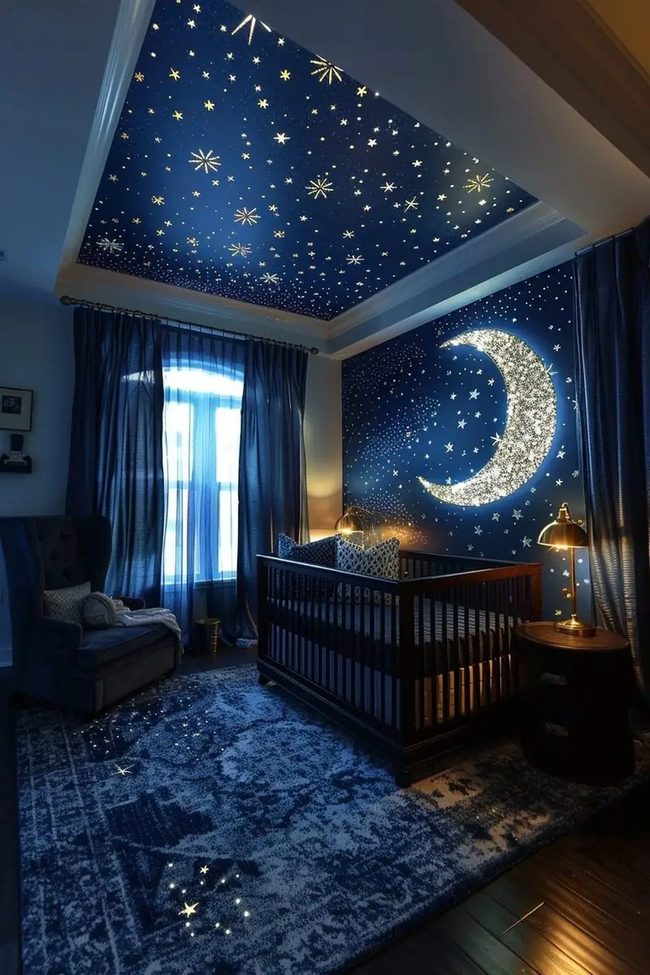Deep Blue Starry Bedroom