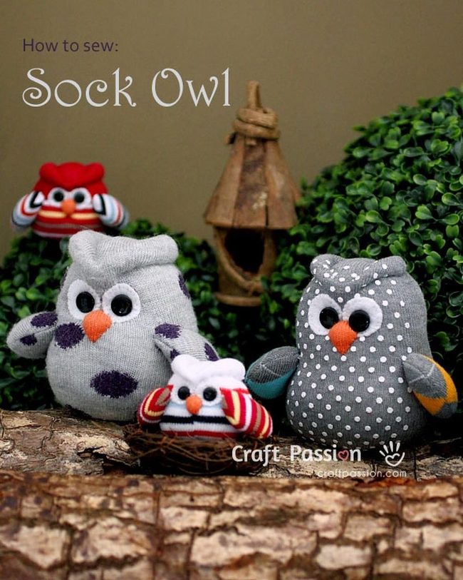 Sock Owls With Orange Beaks