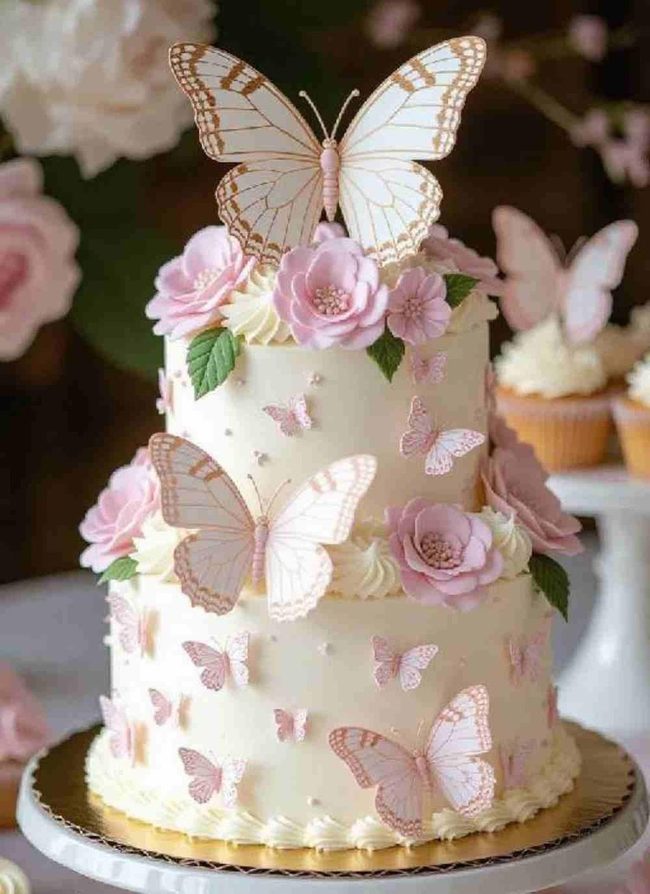 Fondant Butterflies Crown Desserts