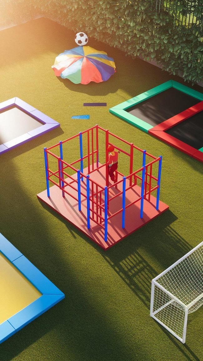 Colorful Obstacle Course Play Space