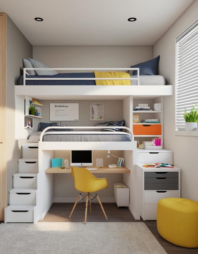 Lofted Bed Doubles Your Dorm Space