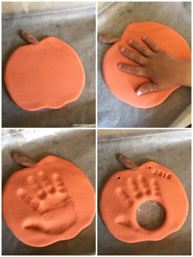 Orange Flour Handprint Pumpkins