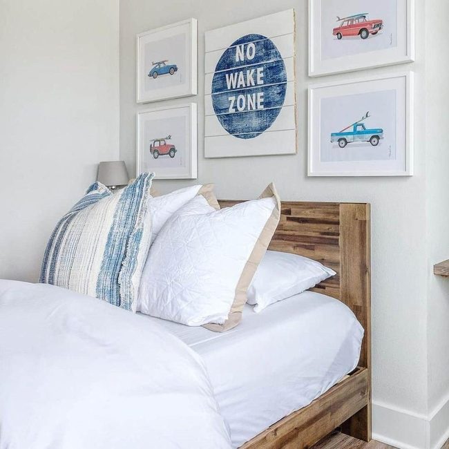 Vintage Cars Blue Shiplap Kids Room
