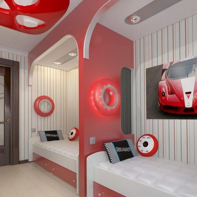 Red Circular Lights Children'S Bedroom