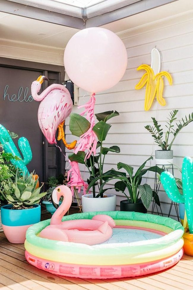Pink Flamingo Poolside Paradise