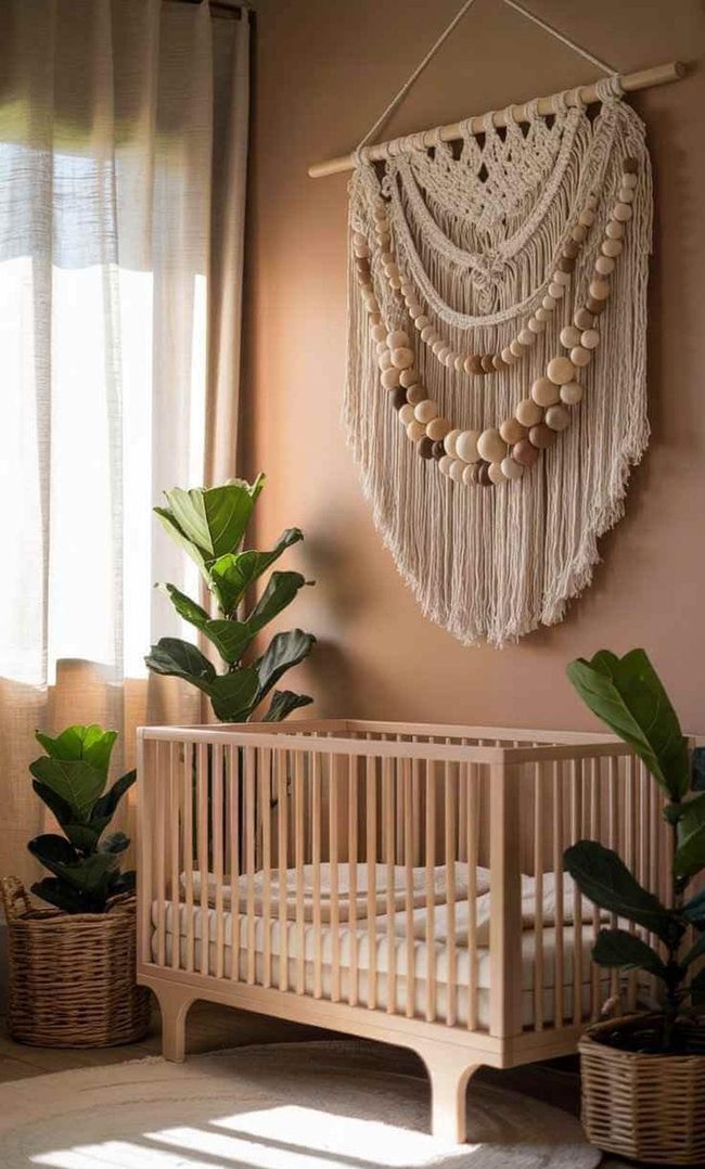 Cream Macrame Beaded Wall Art