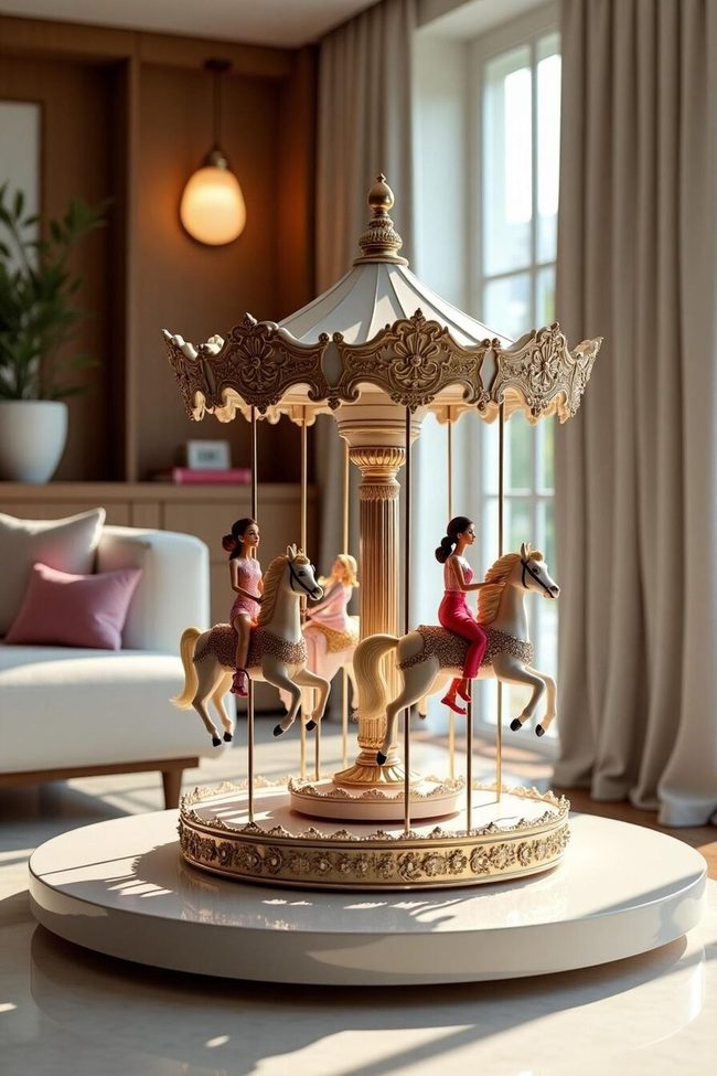 Pink Rotating Doll Carousel