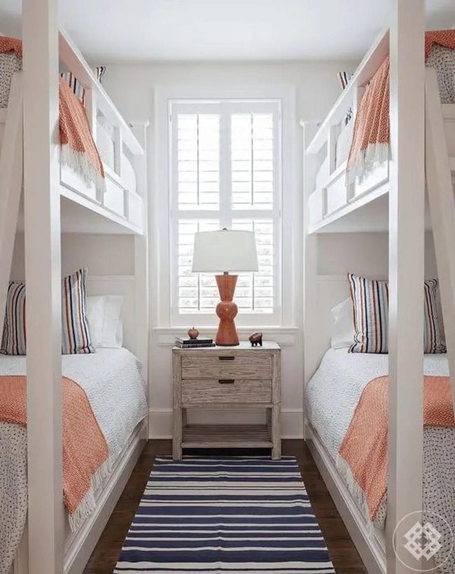 Orange Accents With White Bunk Beds