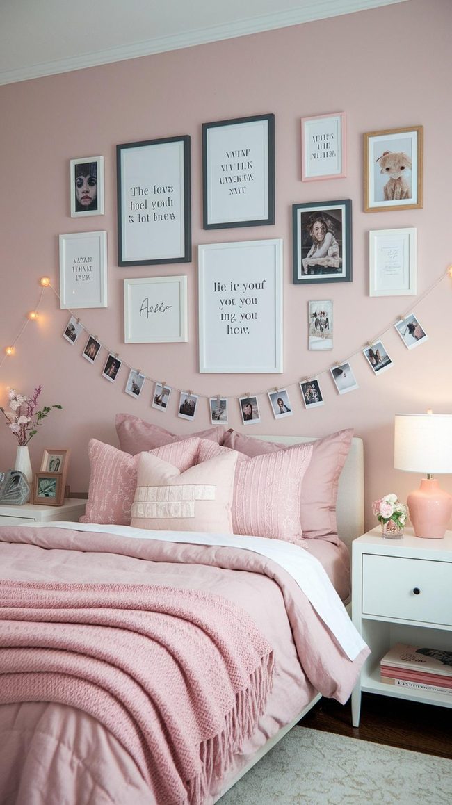 Mixed Frame Gallery Wall Teen Bedroom
