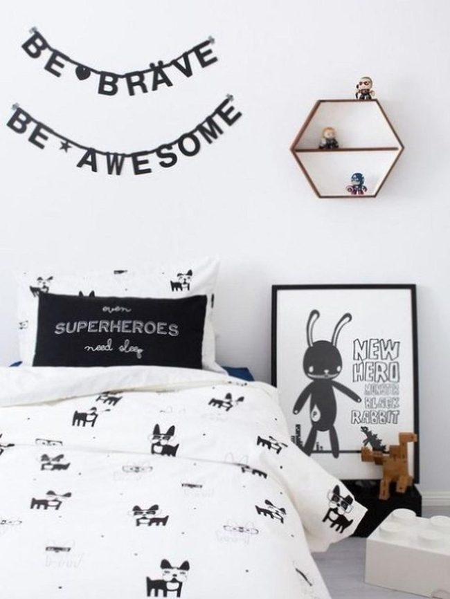 Black And White Superhero Bedroom