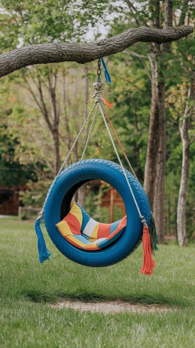 Painted Tire Swing Backyard Classic