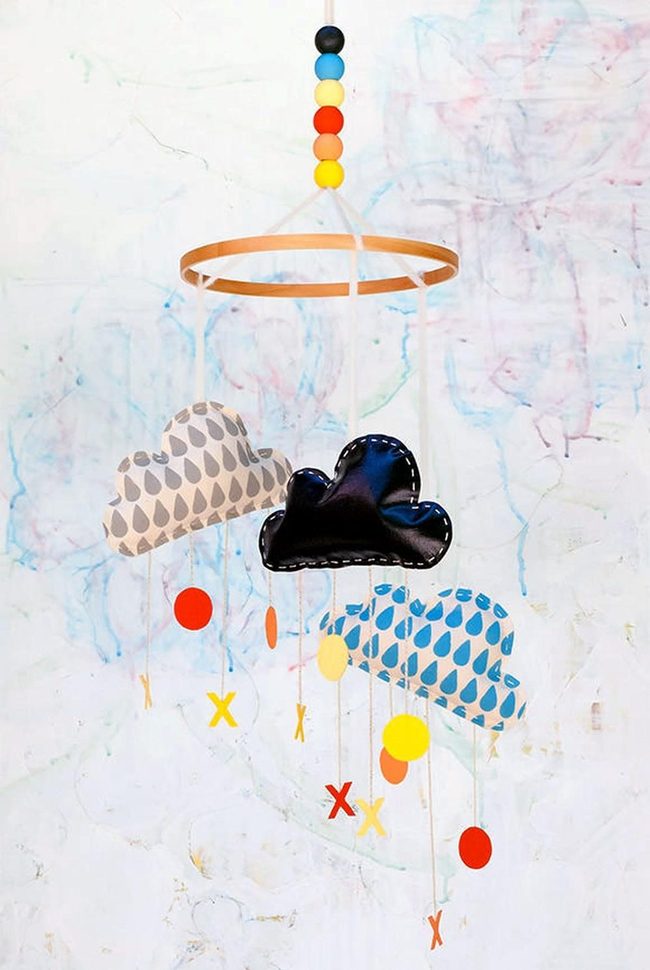 Hanging Fabric Clouds Mobile