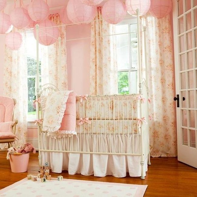 Pink Floral Nursery With Bows