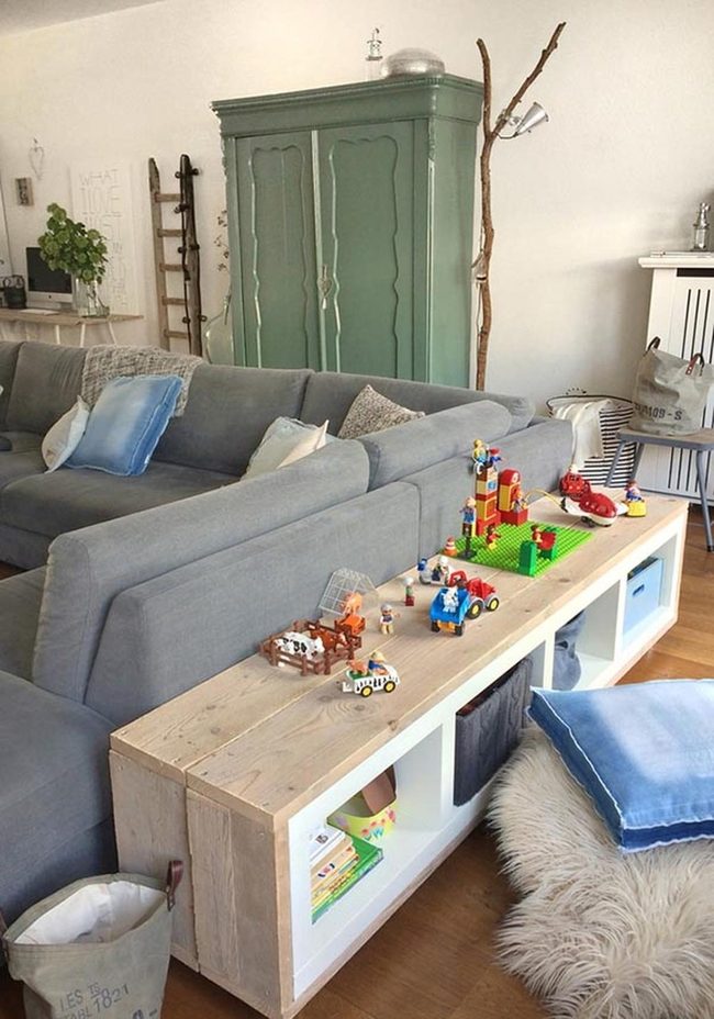 Hidden Storage Baskets Behind Sofas
