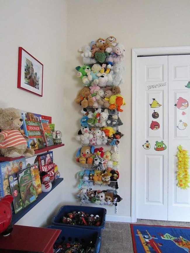 Colorful Bins And Ceiling-High Shelves