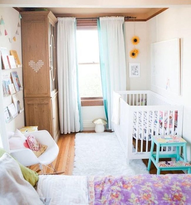 White Nursery With Teal Florals