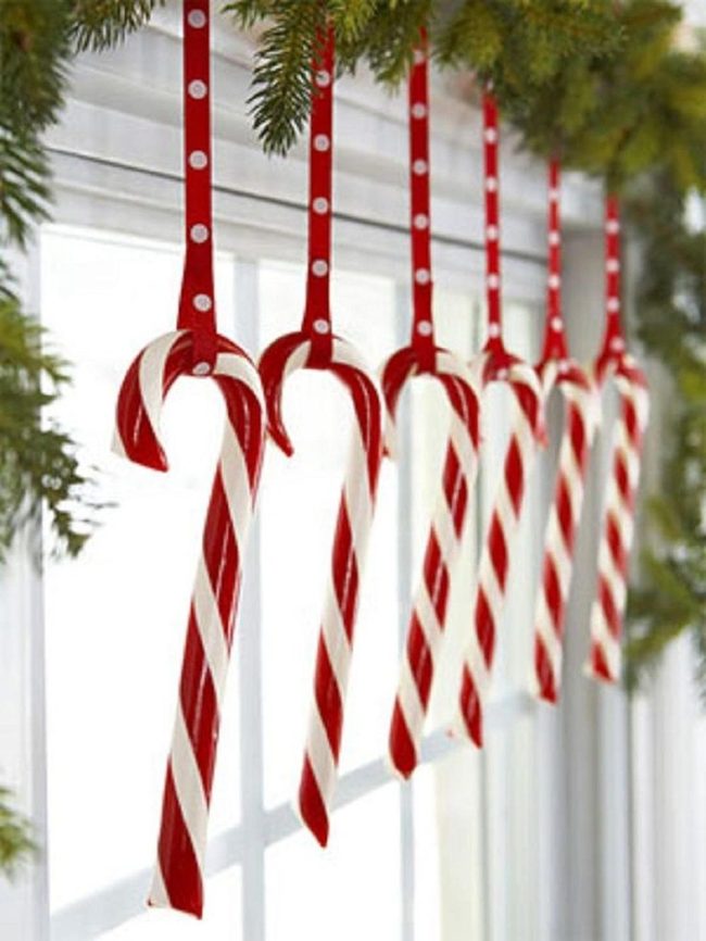 Red Striped Candy Canes With Pine